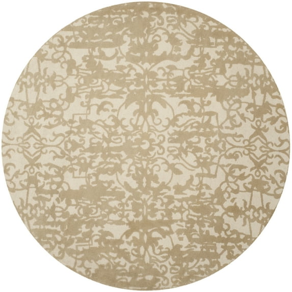 SAFAVIEH Restoration Vintage Alannah Floral Wool Area Rug, Ivory/Sand, 6' x 6' Round