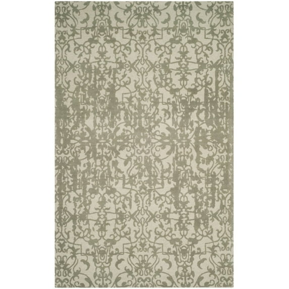 SAFAVIEH Restoration Vintage Alannah Floral Wool Area Rug, Light Sage/Grey, 5' x 8'