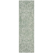 SAFAVIEH Restoration Vintage Alannah Floral Wool Runner Rug, Grey/Turquoise, 2'3" x 8'