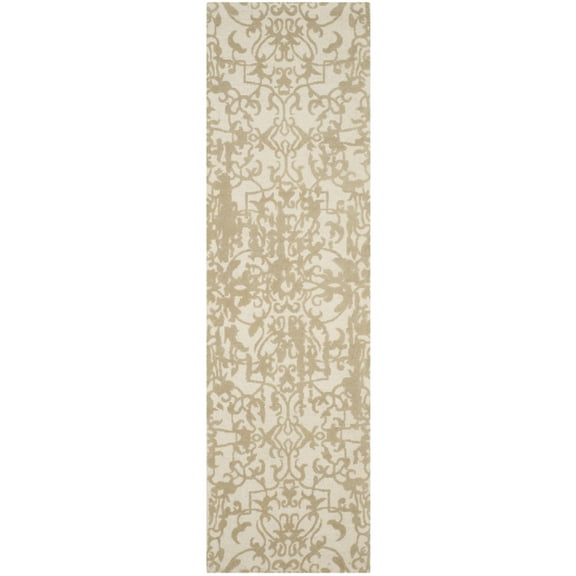SAFAVIEH Restoration Vintage Alannah Floral Wool Runner Rug, Ivory/Sand, 2'3" x 8'