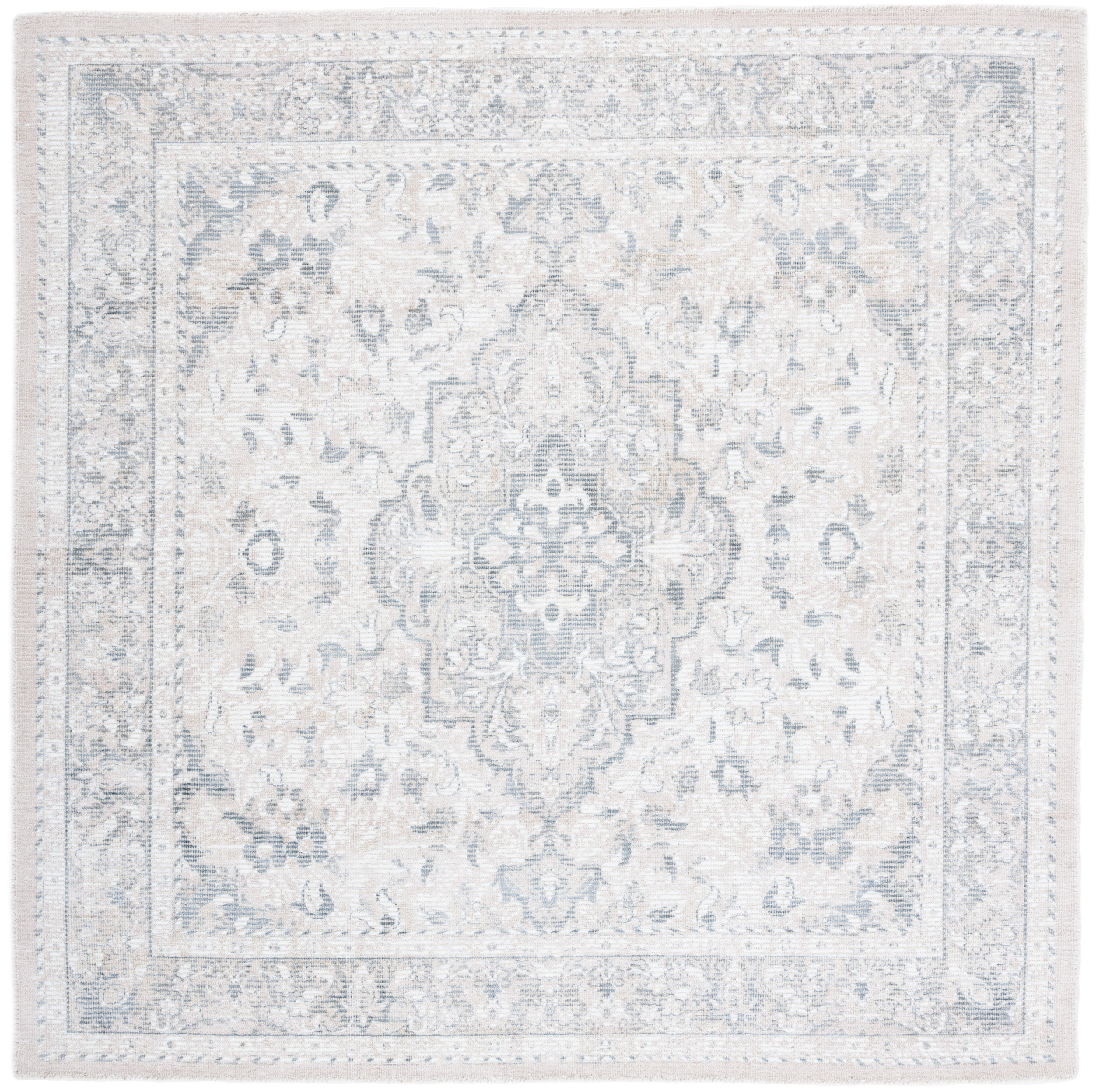 SAFAVIEH Restoration Vintage April Medallion Area Rug, Grey/Ivory, 6' x 6' Square