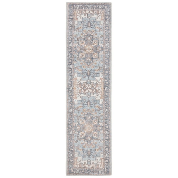 SAFAVIEH Restoration Vintage Ava Medallion Runner Rug, Ivory/Light Blue, 2'3" x 9'