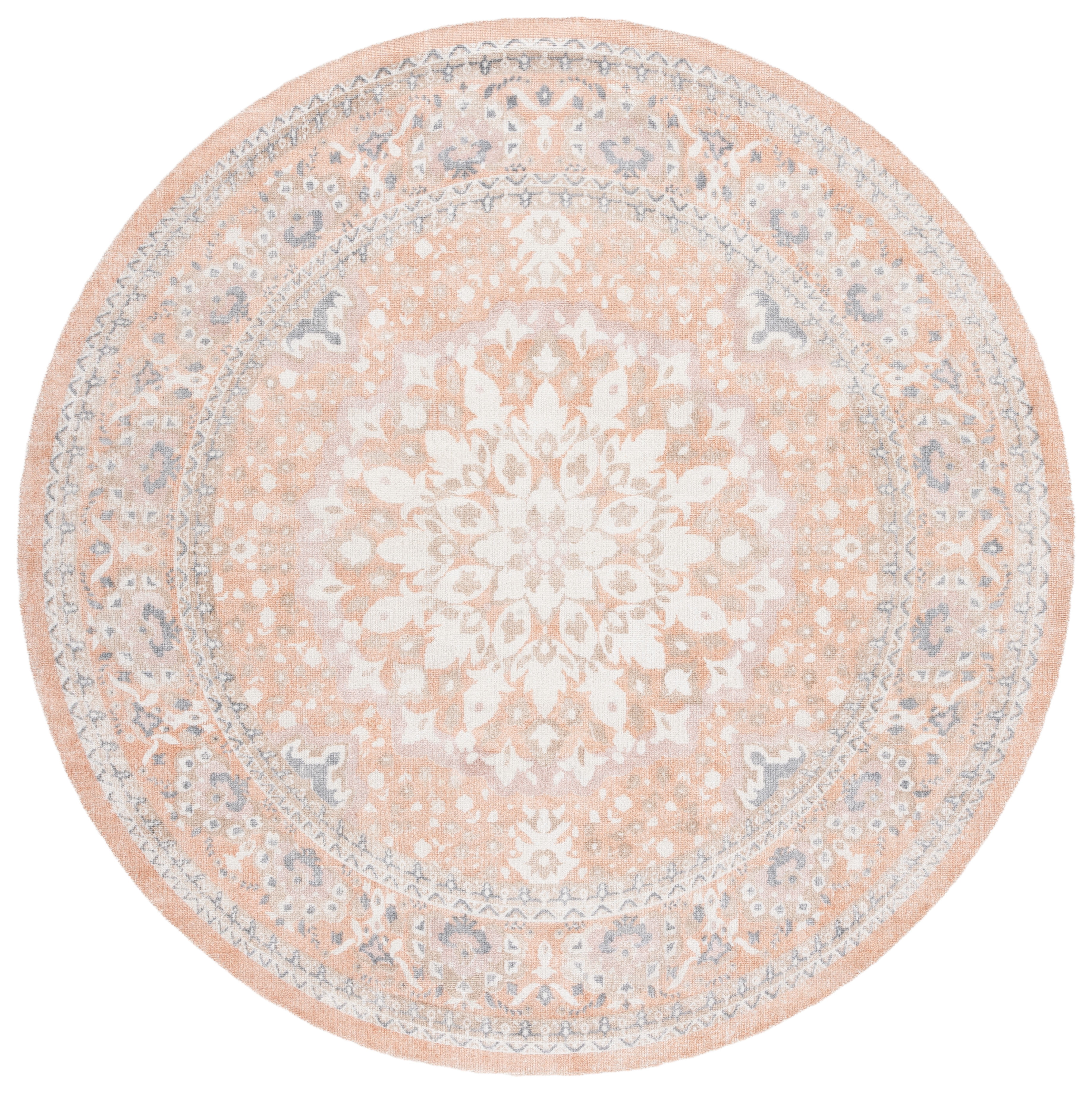 SAFAVIEH Restoration Vintage Beth Medallion Area Rug, Rust/Orange, 6' x 6' Round