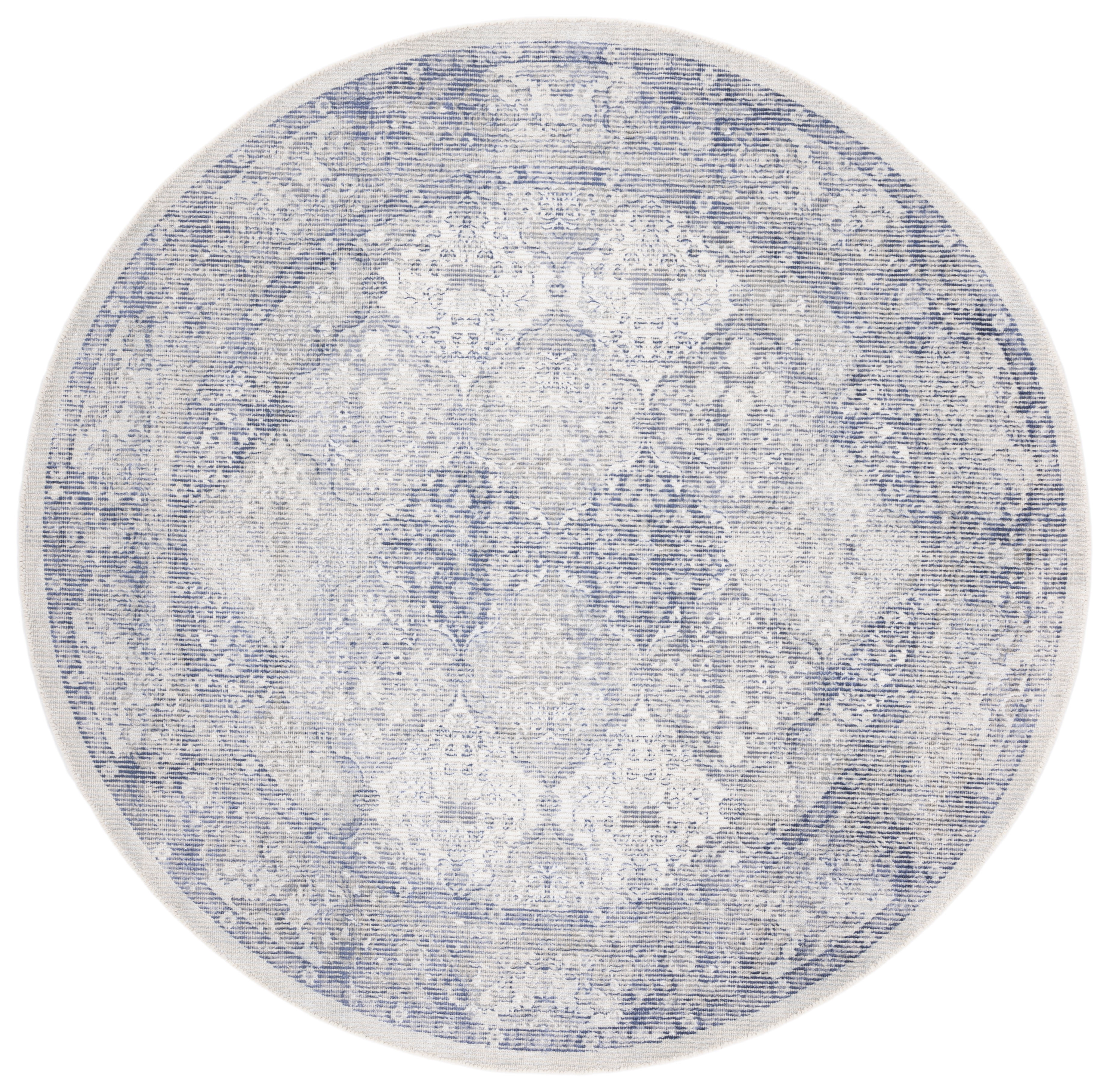 SAFAVIEH Restoration Vintage Caelestinus Geometric Area Rug, Ivory/Blue, 6' x 6' Round