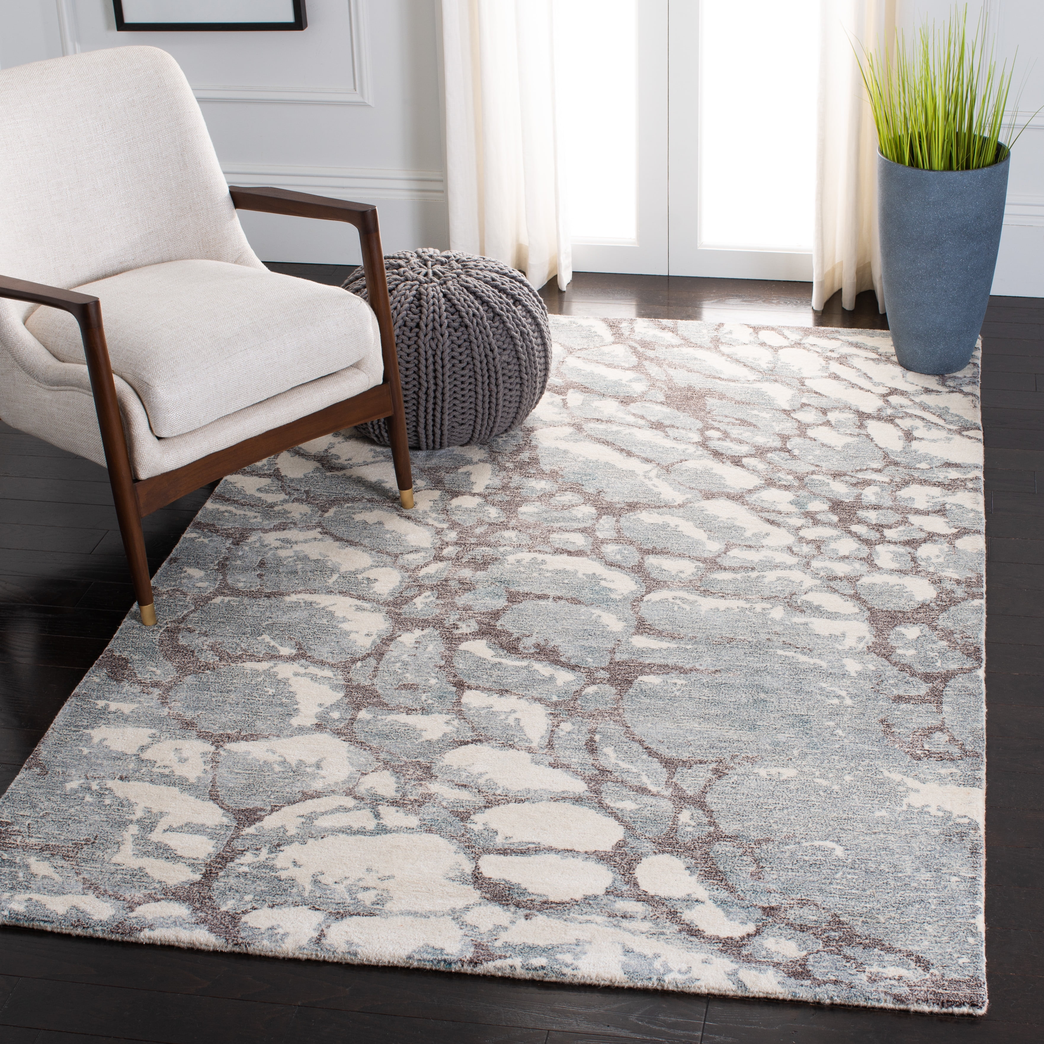 SAFAVIEH Restoration Vintage Conway Abstract Distressed Area Rug, Grey/Ivory, 3' x 5'