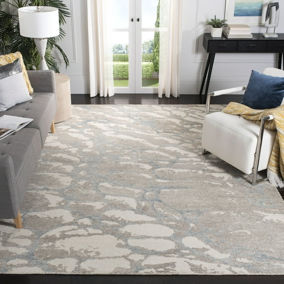 SAFAVIEH Restoration Vintage Conway Abstract Distressed Area Rug, Light Brown/Ivory, 8' x 10'