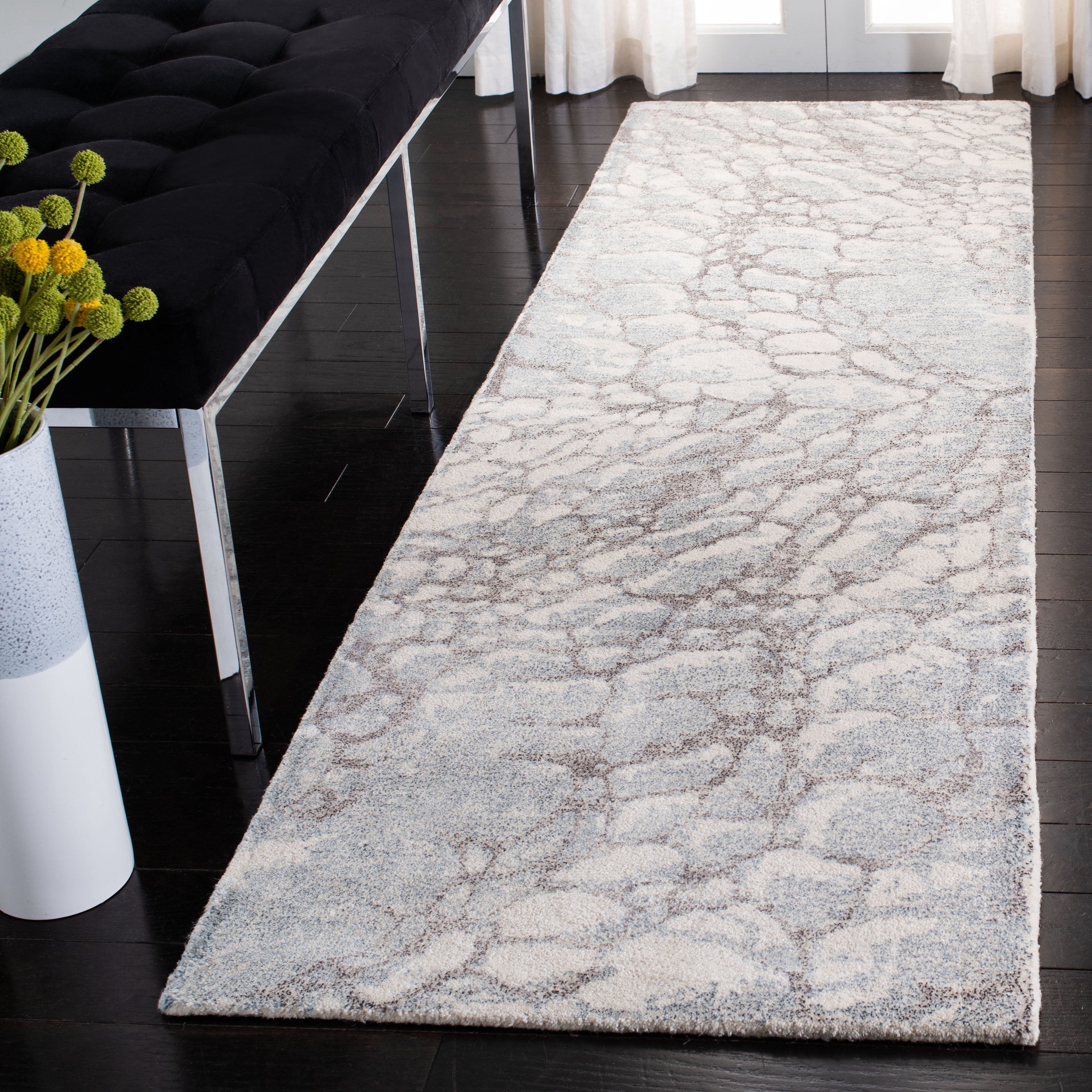 Gray and Ivory Hand-Tufted Wool Runner Rug