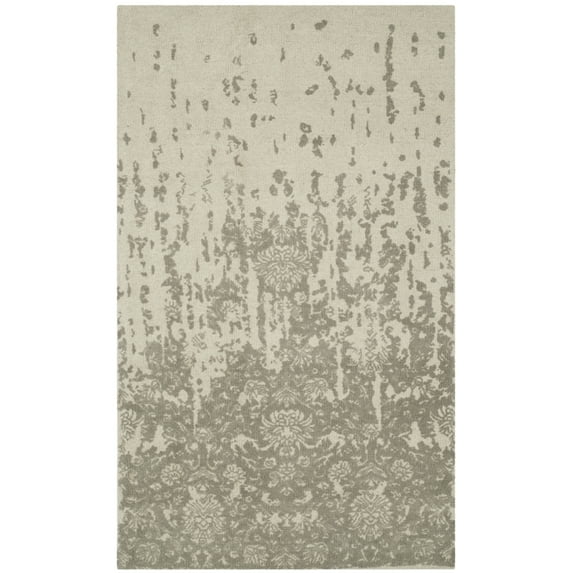 SAFAVIEH Restoration Vintage Dalton Floral Wool Area Rug, Light Sage/Grey, 3' x 5'