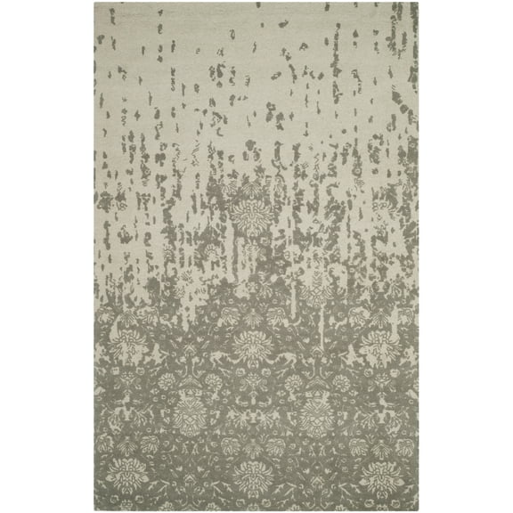 SAFAVIEH Restoration Vintage Dalton Floral Wool Area Rug, Light Sage/Grey, 5' x 8'