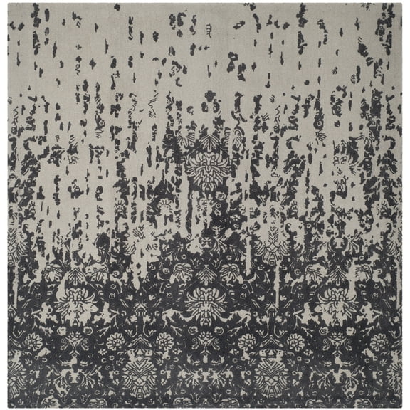 SAFAVIEH Restoration Vintage Dalton Floral Wool Area Rug, Silver/Grey, 6' x 6' Square