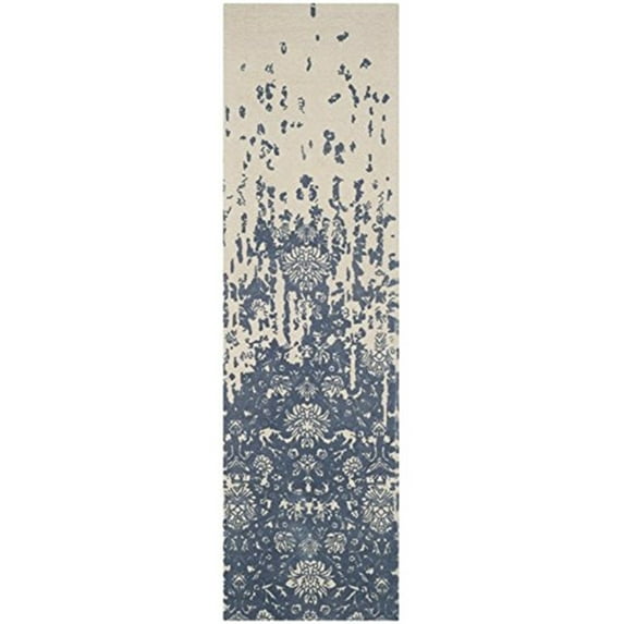 SAFAVIEH Restoration Vintage Dalton Floral Wool Runner Rug, Ivory/Blue, 2'3" x 8'