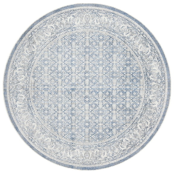 SAFAVIEH Restoration Vintage Delicia Geometric Area Rug, Blue/Ivory, 6' x 6' Round