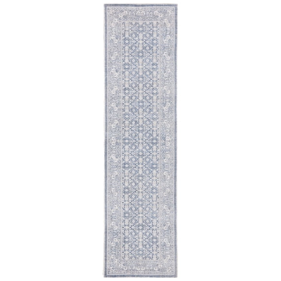 SAFAVIEH Restoration Vintage Delicia Geometric Runner Rug, Blue/Ivory, 2'3" x 9'