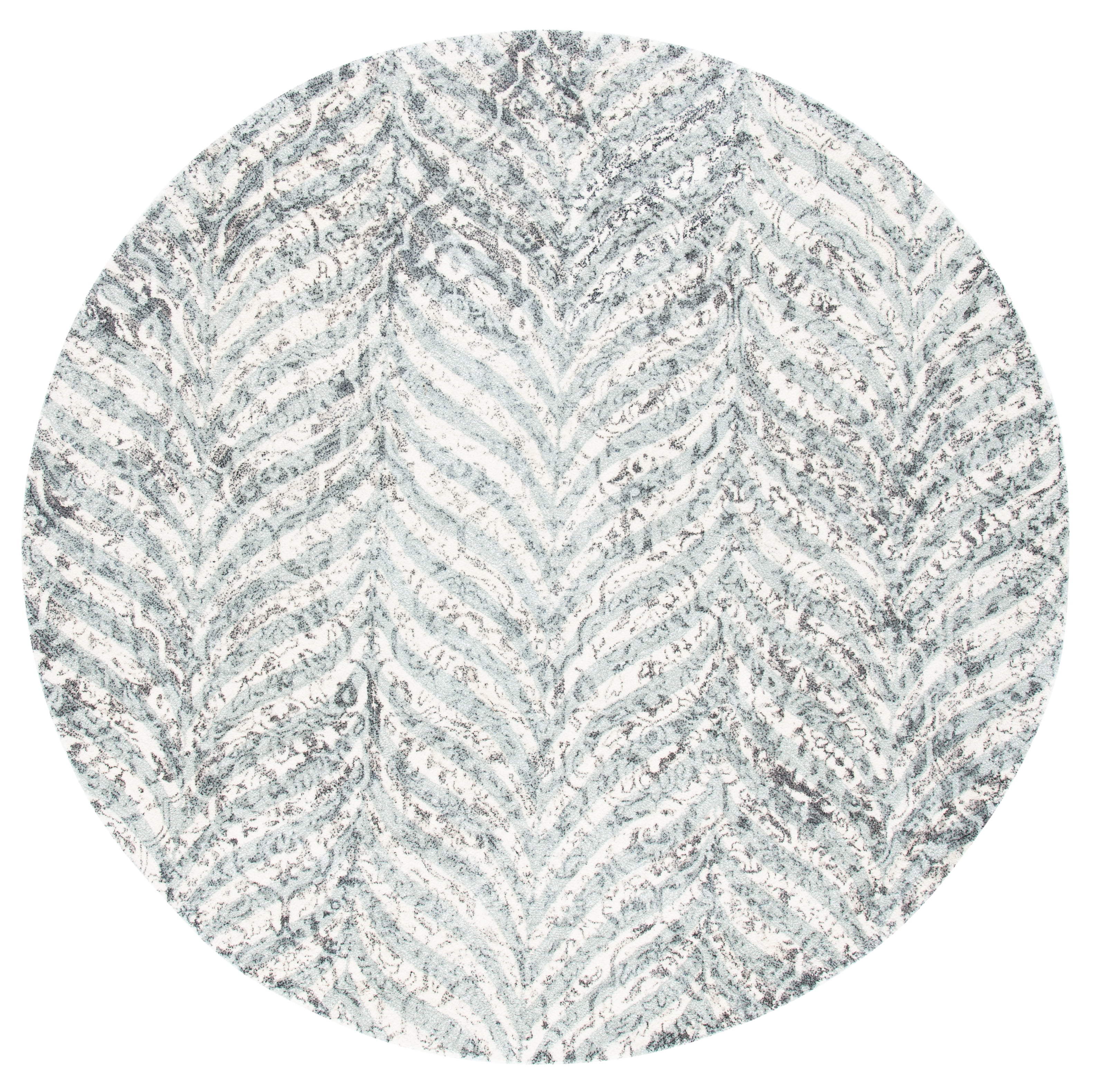 SAFAVIEH Restoration Vintage Delmar Abstract Area Rug, Ivory/Sage, 6' x 6' Round