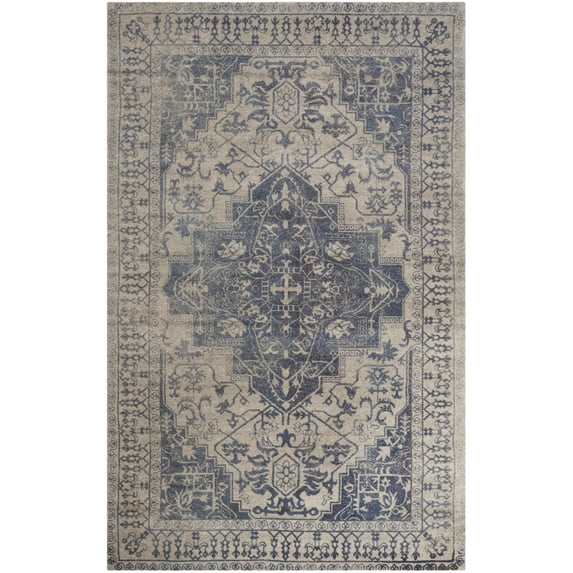 SAFAVIEH Restoration Vintage Donette Geometric Area Rug, Blue/Grey, 5' x 8'