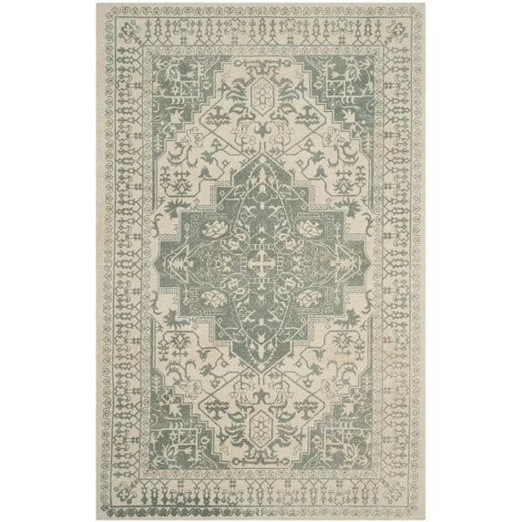 SAFAVIEH Restoration Vintage Donette Geometric Area Rug, Grey/Ivory, 4' x 6'