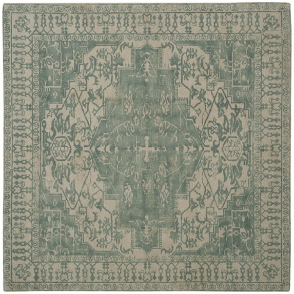 SAFAVIEH Restoration Vintage Donette Geometric Area Rug, Grey/Ivory, 6' x 6' Square