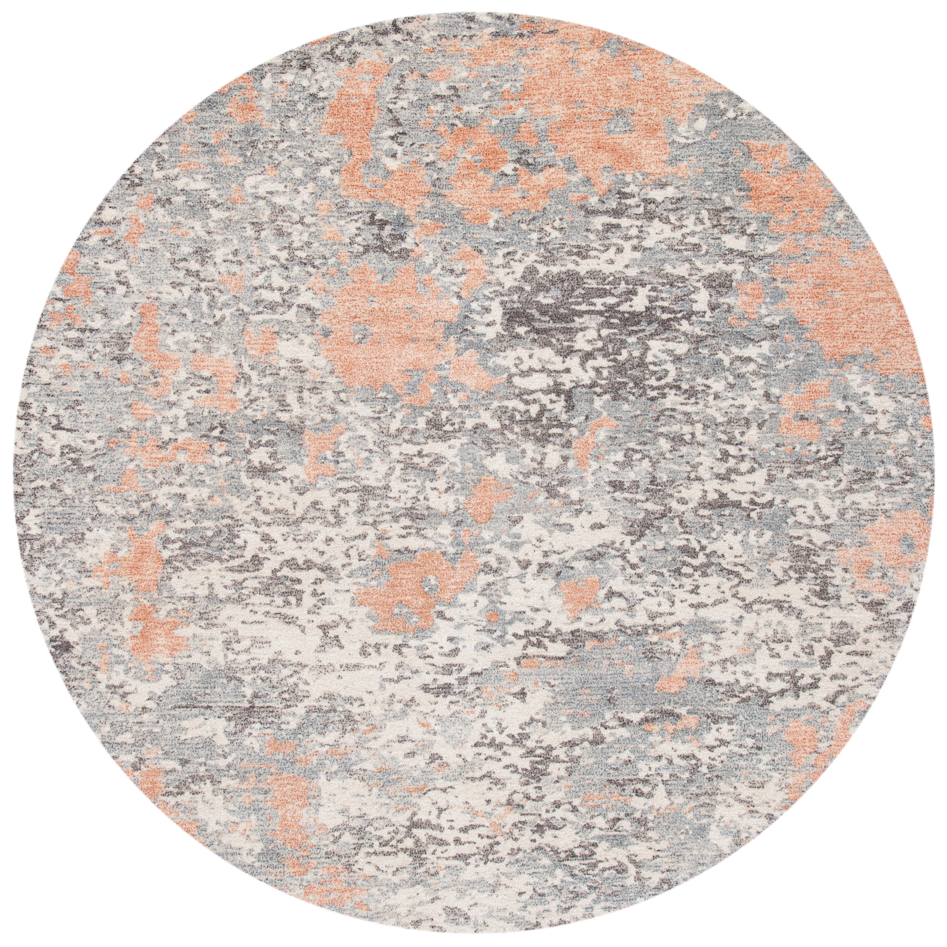 SAFAVIEH Restoration Vintage Dzvezda Abstract Area Rug, Rust/Grey, 6' x 6' Round