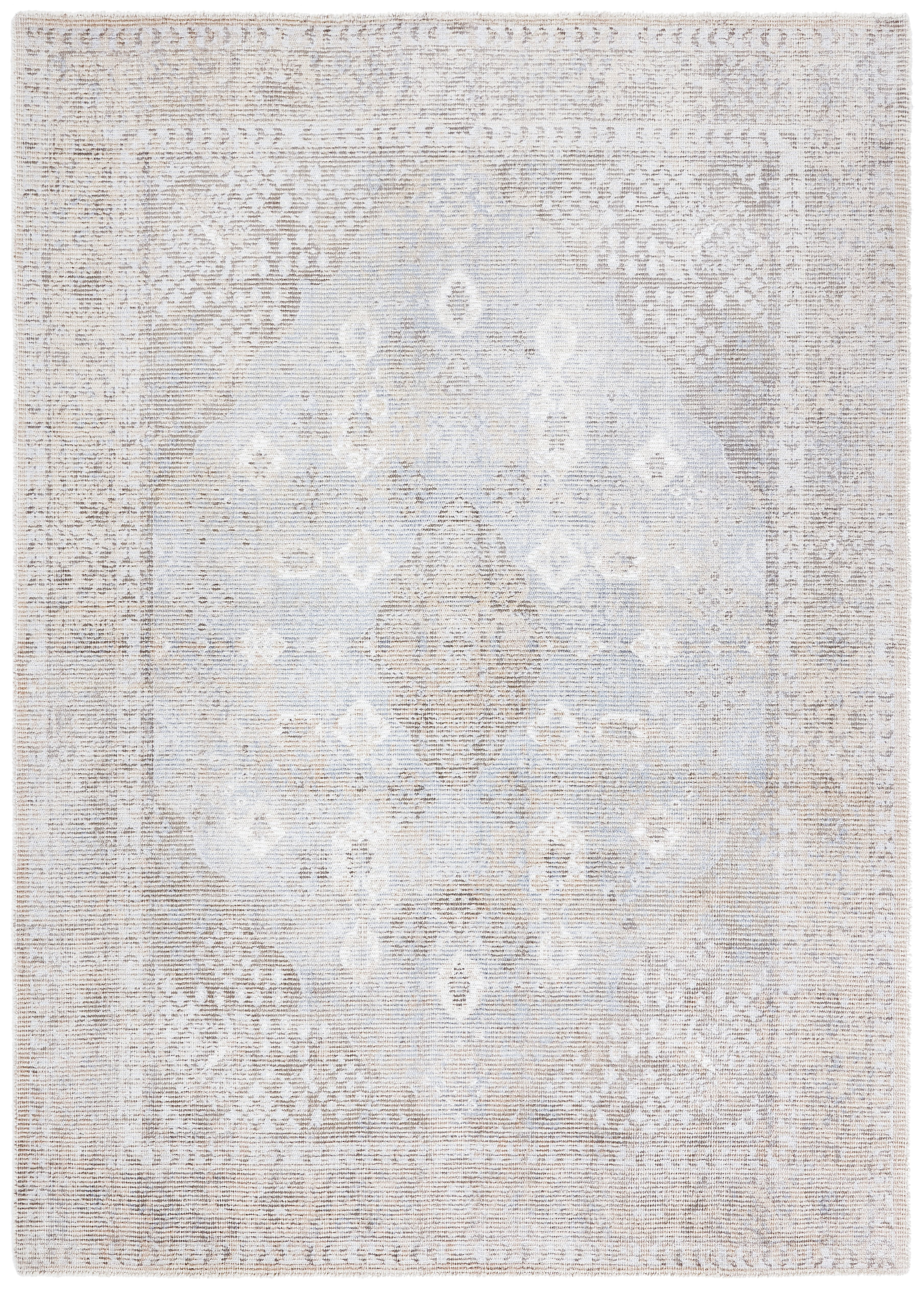 Beige and Sand Hand-Tufted Wool and Viscose Rectangular Rug
