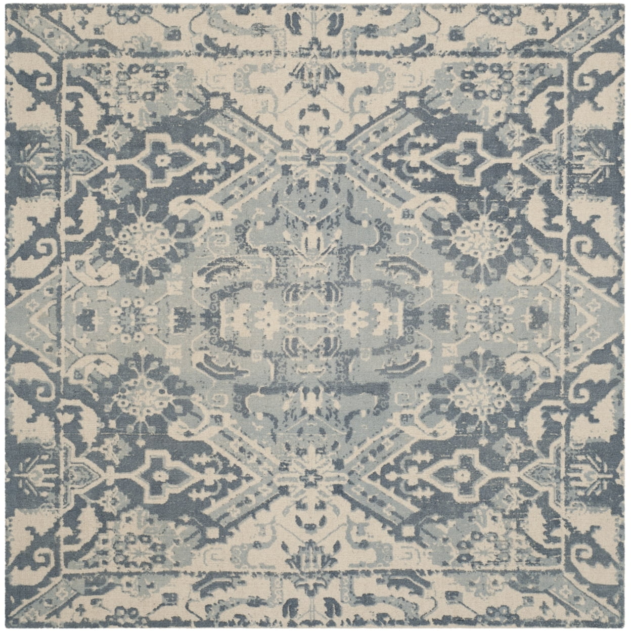 Restoration Vintage RVT532 Hand Tufted Indoor Area Rug - 6'x6' - Charcoal/Ivory - Safavieh