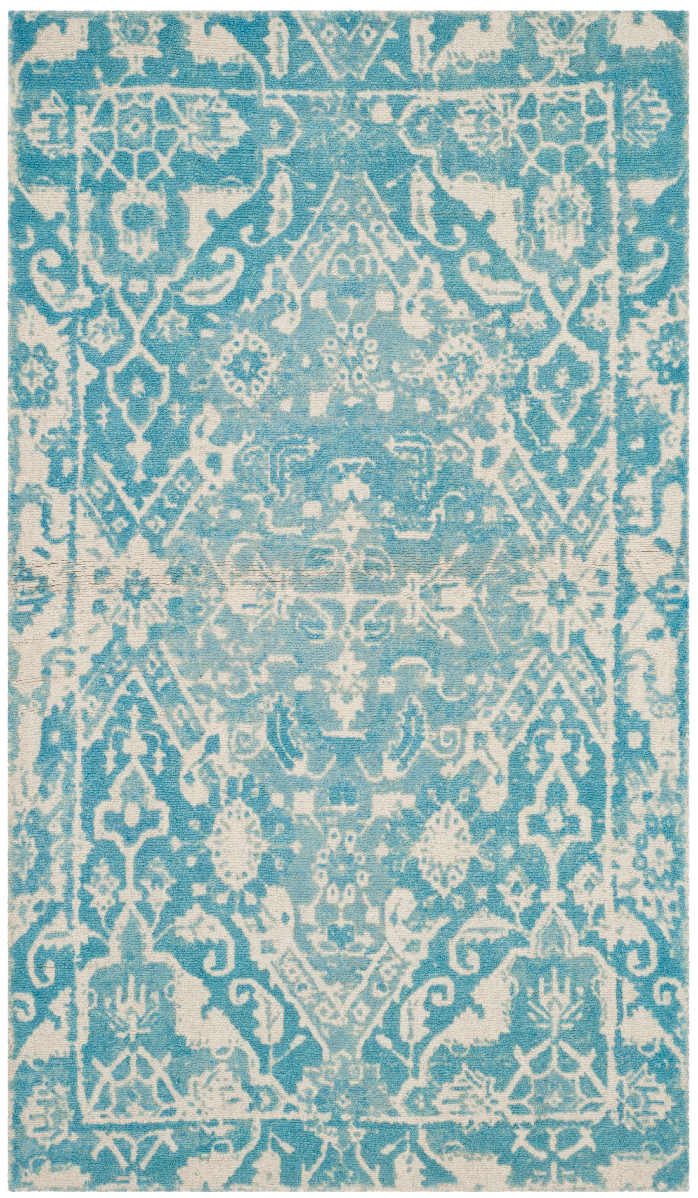 Ivory Hand-Tufted Reversible Wool Rectangular Area Rug 3' x 5'