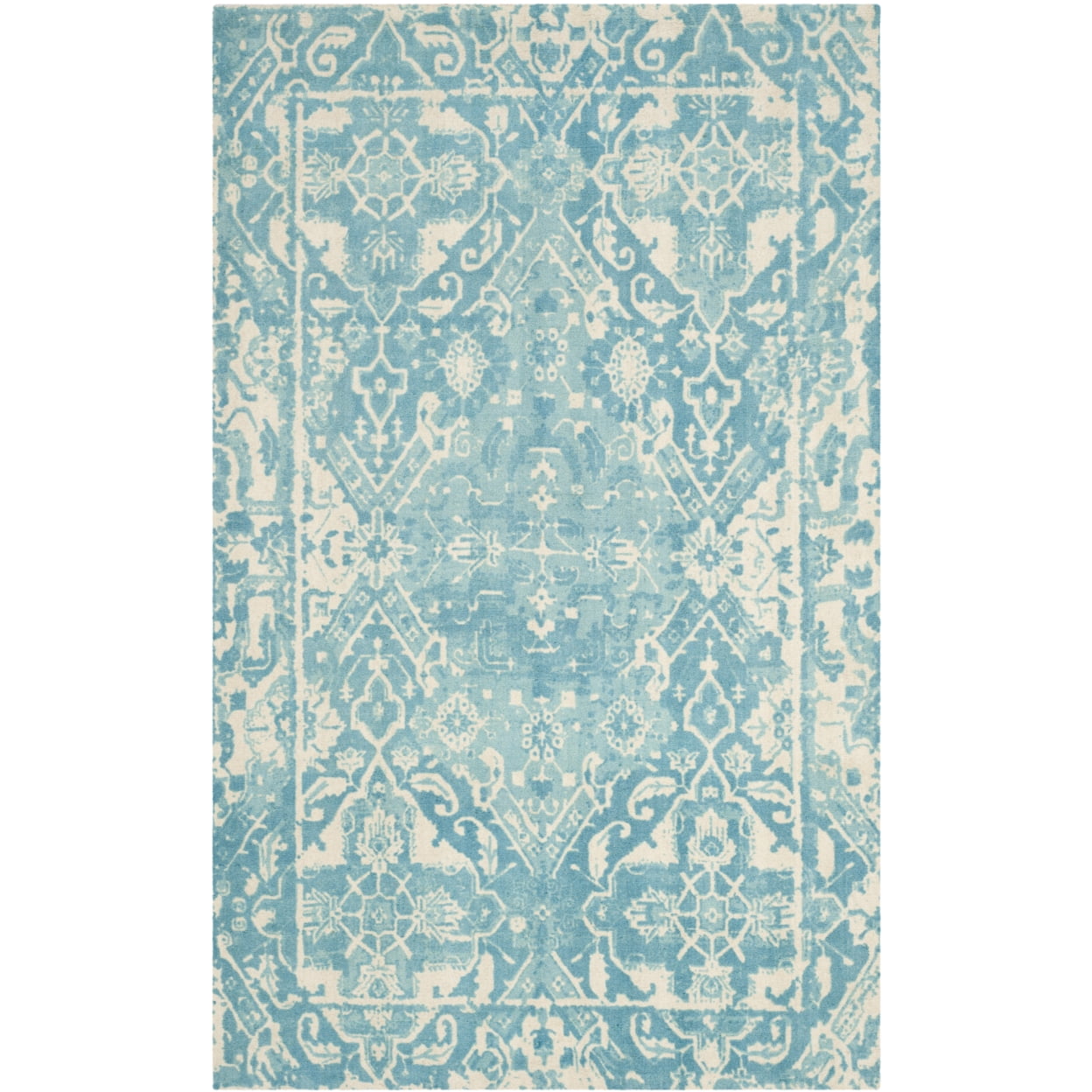 Hand-Tufted Light Blue Wool Rectangular Area Rug