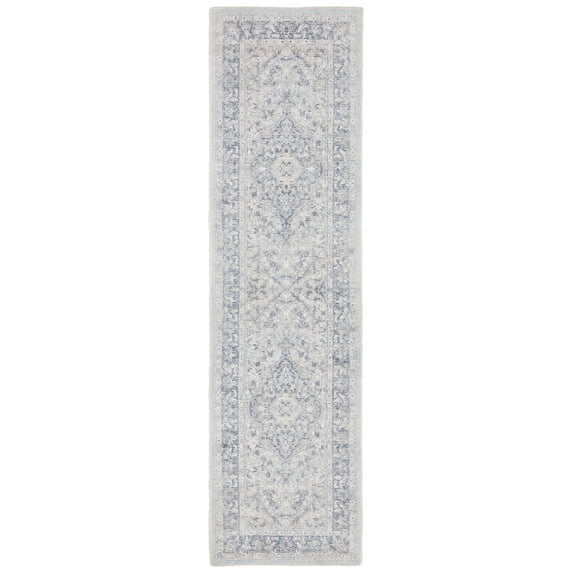 SAFAVIEH Restoration Vintage Fletcher Medallion Runner Rug, Ivory/Blue, 2'3" x 9'
