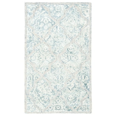 SAFAVIEH Restoration Vintage Isla Geometric Area Rug, Blue/Ivory, 4' x 6'