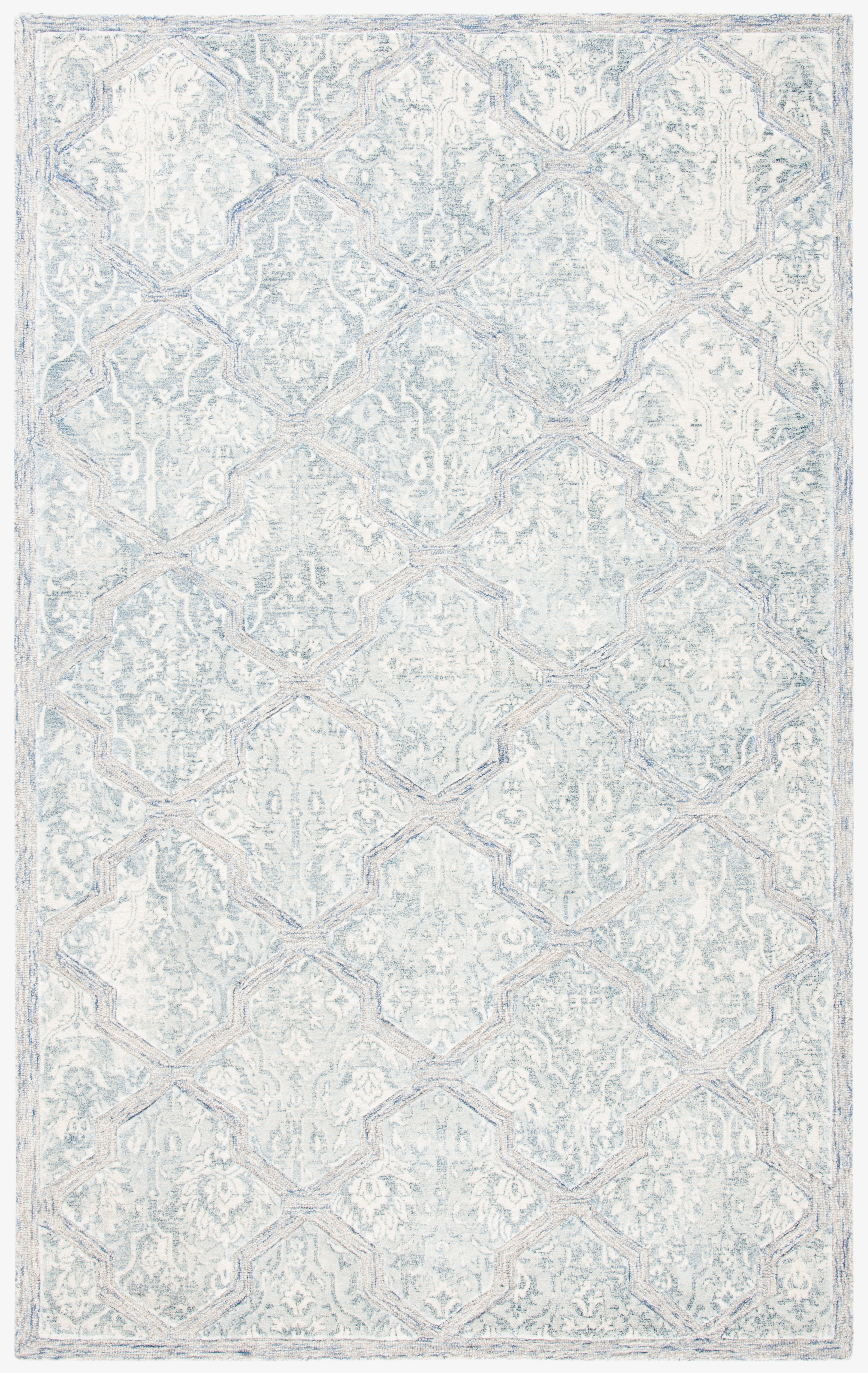 SAFAVIEH Restoration Vintage Isla Geometric Area Rug, Blue/Ivory, 5' x 8'