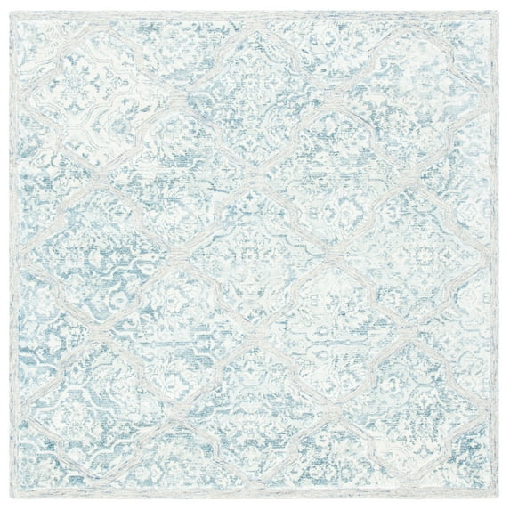SAFAVIEH Restoration Vintage Isla Geometric Area Rug, Blue/Ivory, 6' x 6' Square