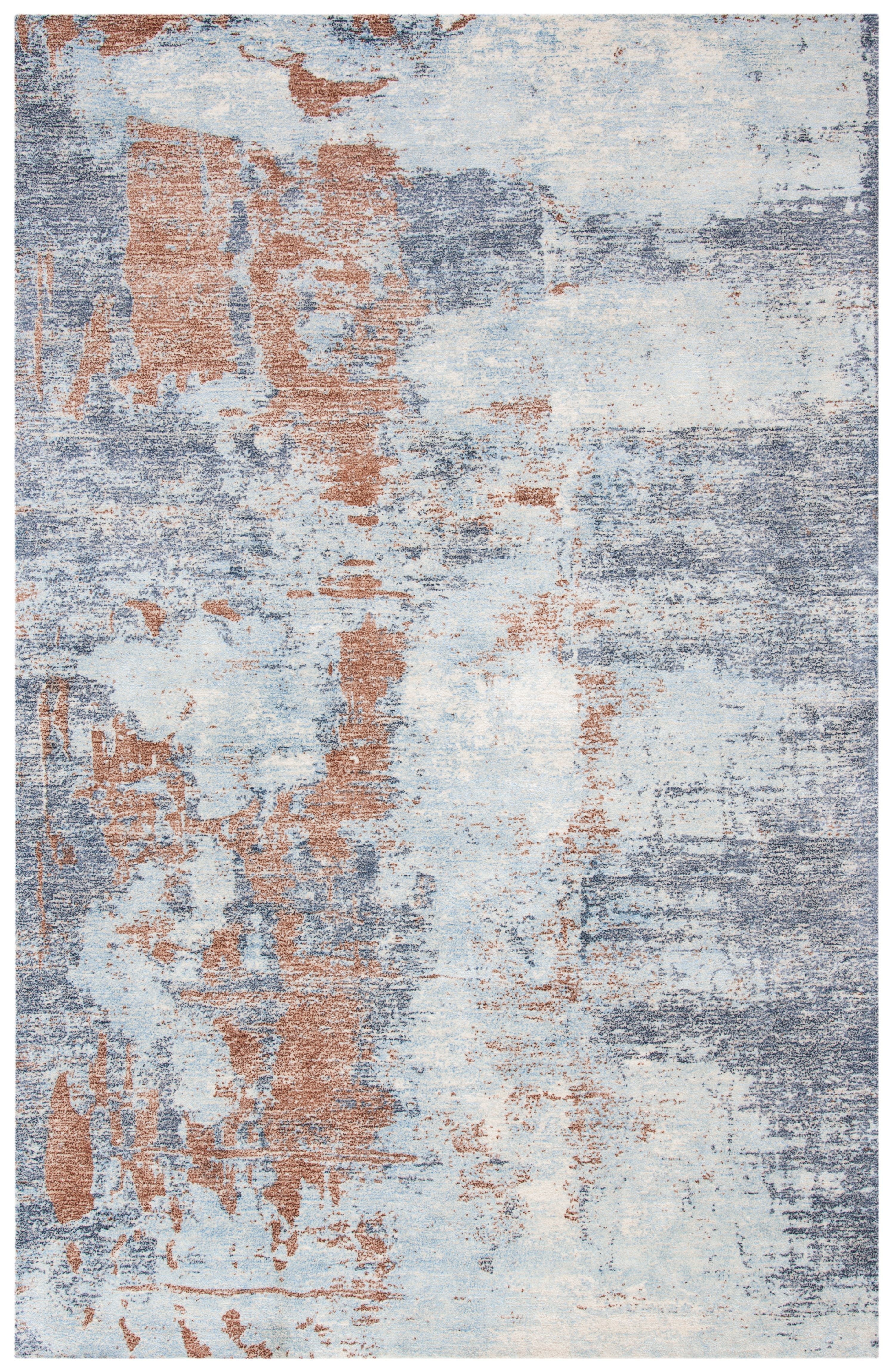 Restoration Vintage Blue and Brown Hand-Tufted Wool Area Rug