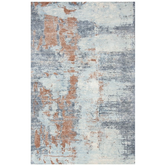 SAFAVIEH Restoration Vintage Janae Abstract Distressed Area Rug, Blue/Brown, 5' x 8'