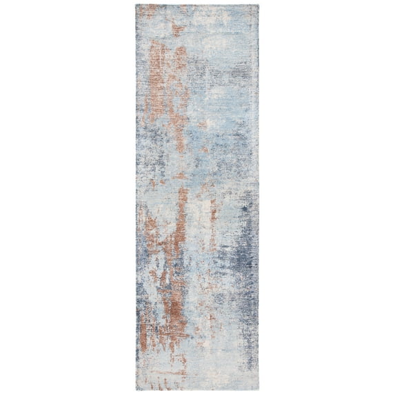 SAFAVIEH Restoration Vintage Janae Abstract Runner Rug, Blue/Brown, 2'3" x 8'