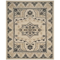 SAFAVIEH Restoration Vintage Katharine Border Wool Area Rug, Ivory/Charcoal, 8' x 10'