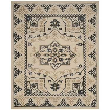 SAFAVIEH Restoration Vintage Katharine Border Wool Area Rug, Ivory/Charcoal, 8' x 10'