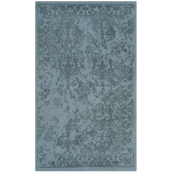 SAFAVIEH Restoration Vintage Kennard Border Wool Area Rug, Blue, 3' x 5'