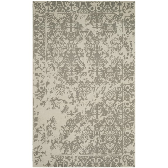 SAFAVIEH Restoration Vintage Kennard Border Wool Area Rug, Light Sage, 4' x 6'