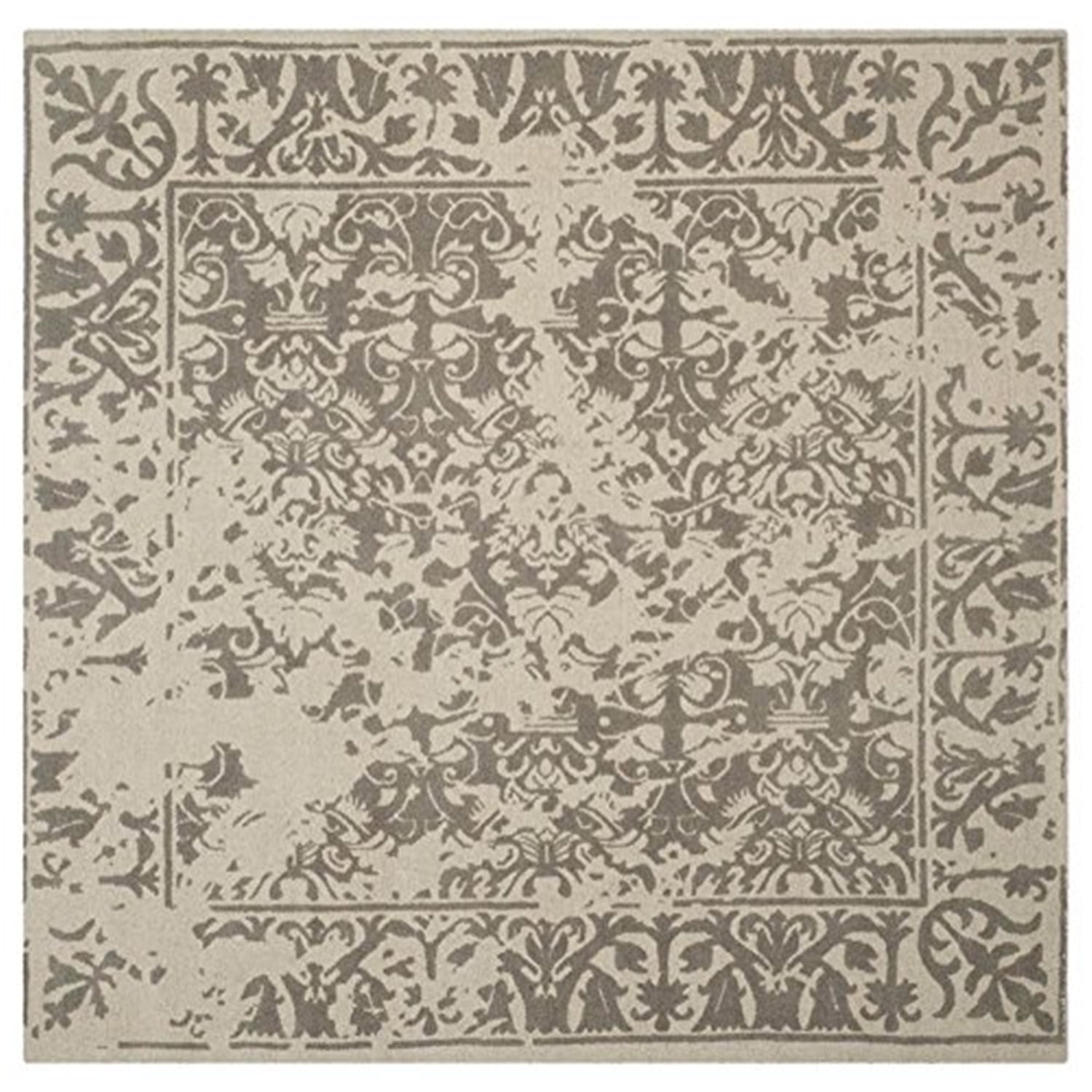 Handmade Light Sage Wool Tufted Square Area Rug