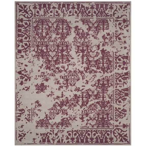 SAFAVIEH Restoration Vintage Kennard Border Wool Area Rug, Silver/Purple, 8' x 10'