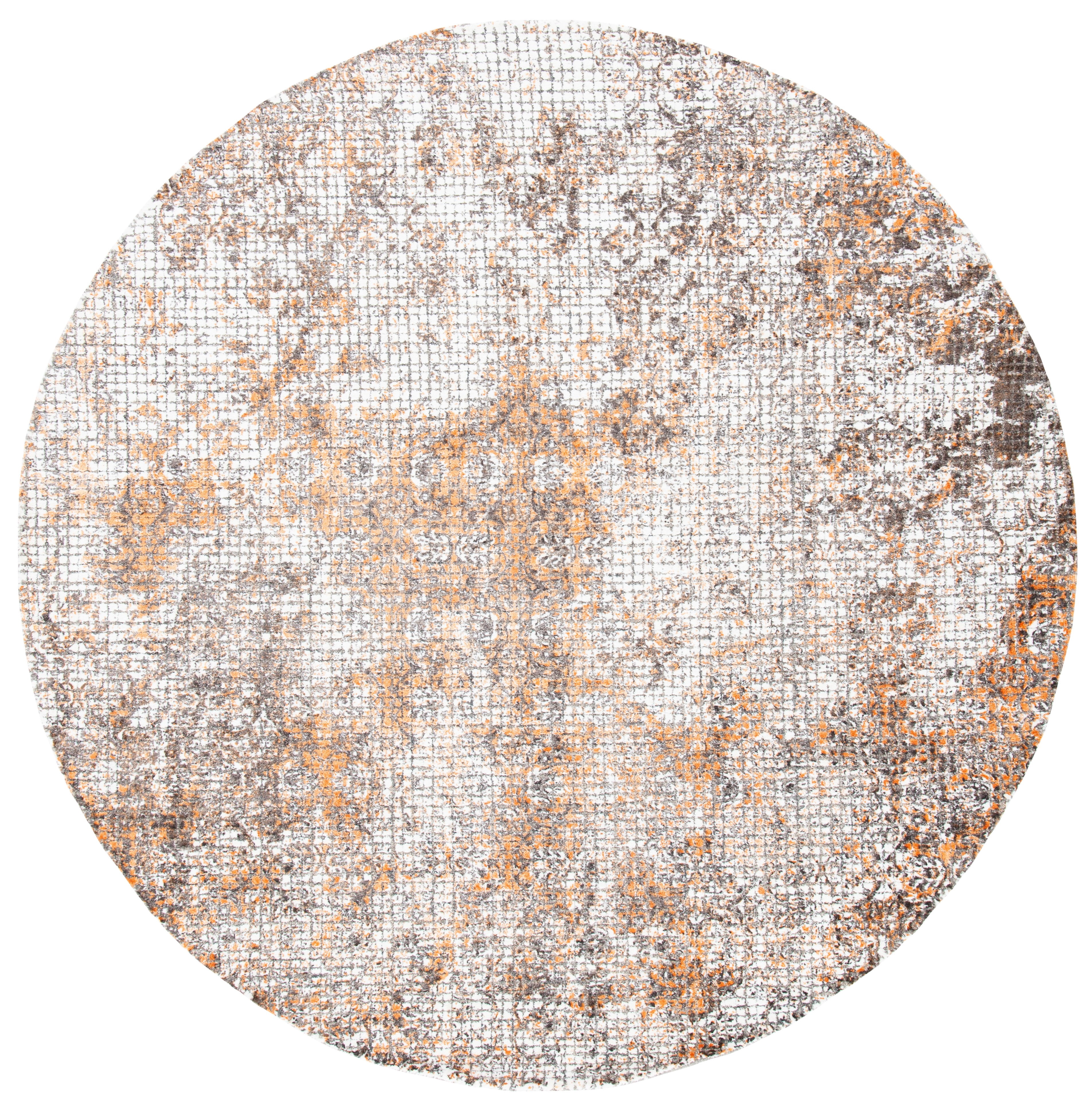 SAFAVIEH Restoration Vintage Kodey Abstract Area Rug, Rust/Orange, 6' x 6' Round