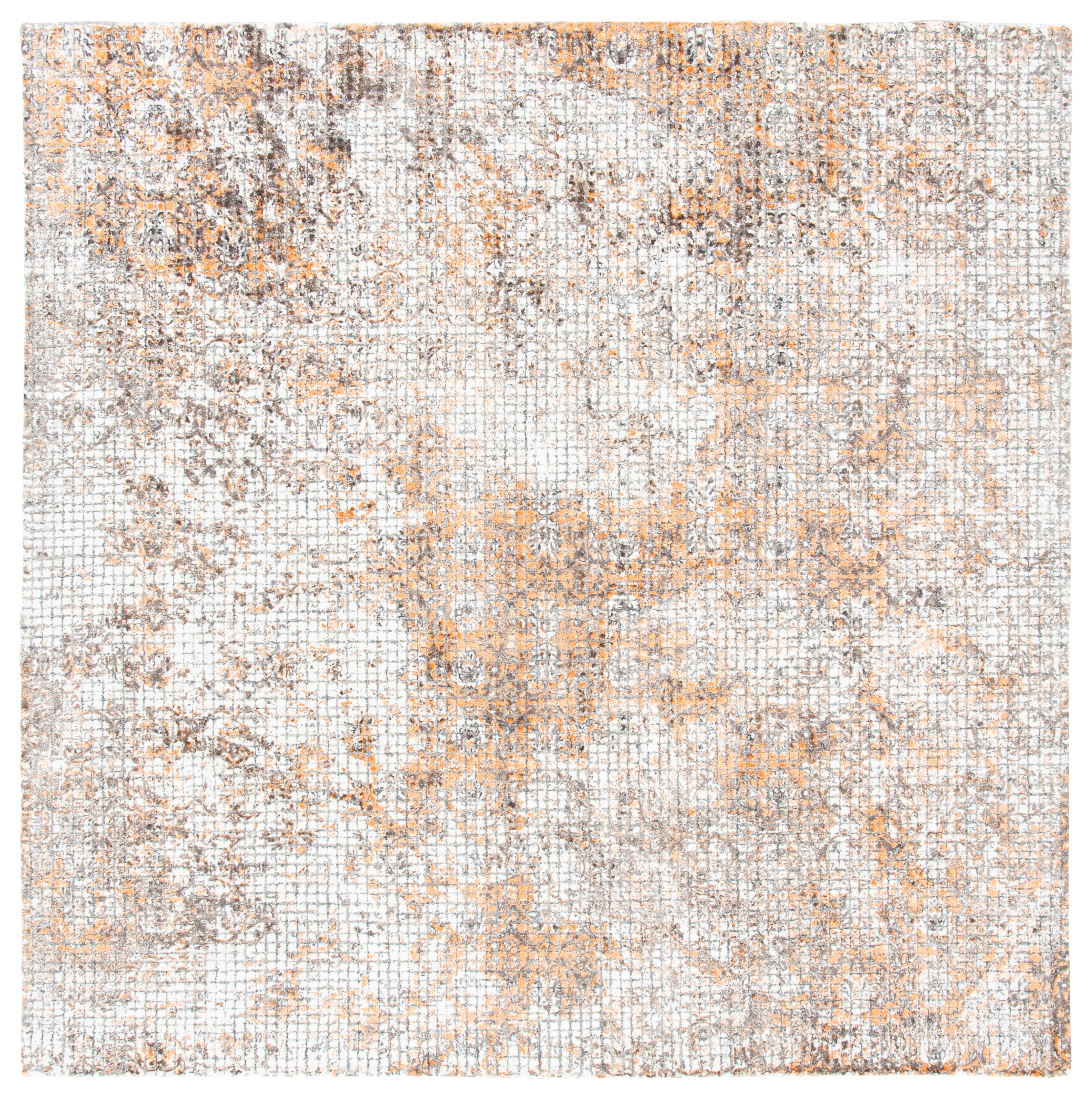 SAFAVIEH Restoration Vintage Kodey Abstract Area Rug, Rust/Orange, 6' x 6' Square
