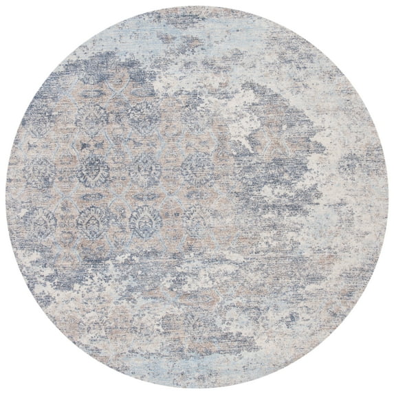 SAFAVIEH Restoration Vintage Lara Abstract Area Rug, Blue/Ivory, 6' x 6' Round