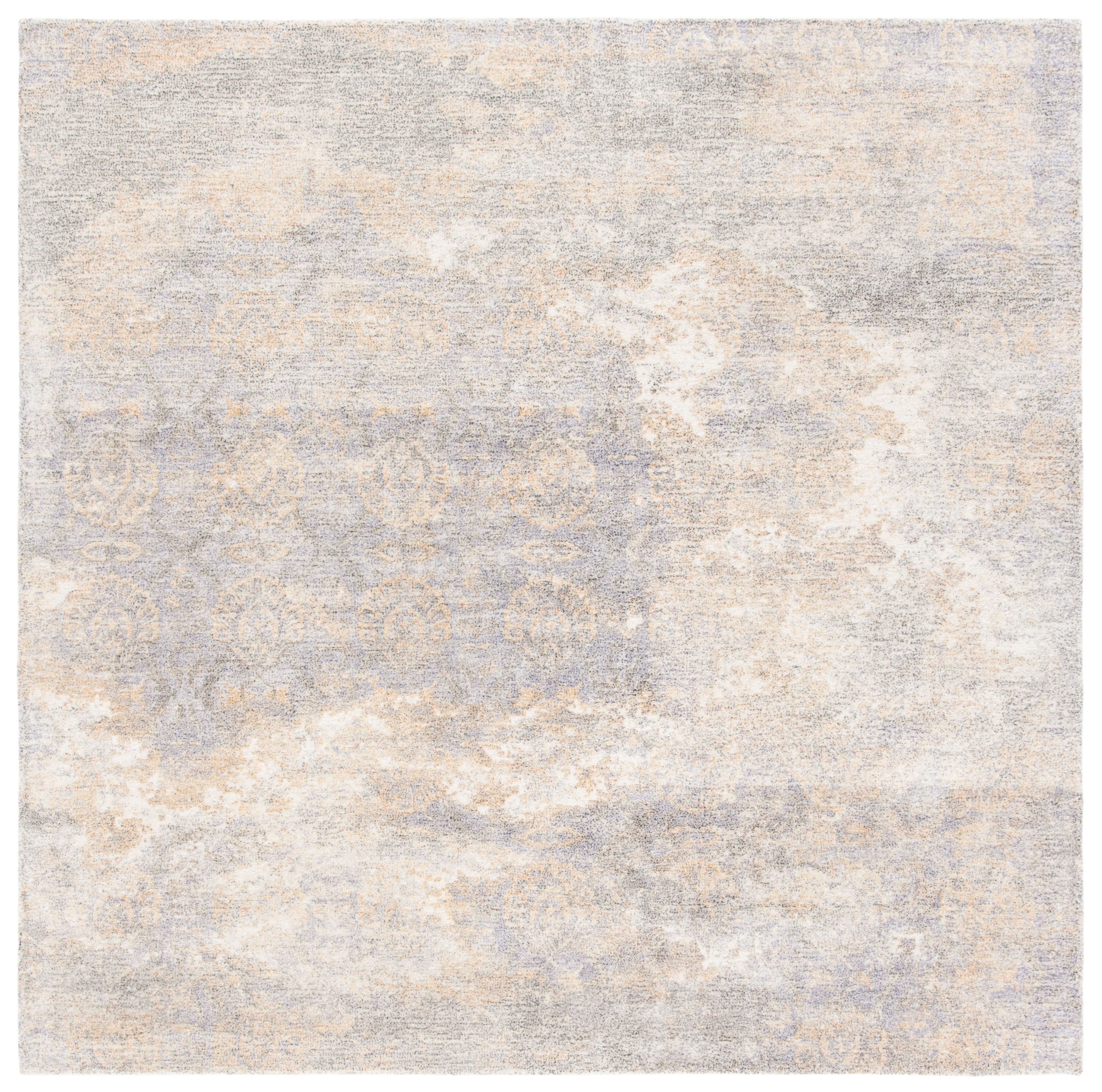 Ivory and Gold 6' x 6' Square Hand-Tufted Wool Rug