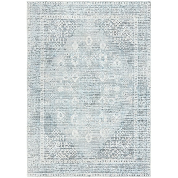 SAFAVIEH Restoration Vintage Quentin Medallion Area Rug, Grey/Light Blue, 3' x 5'