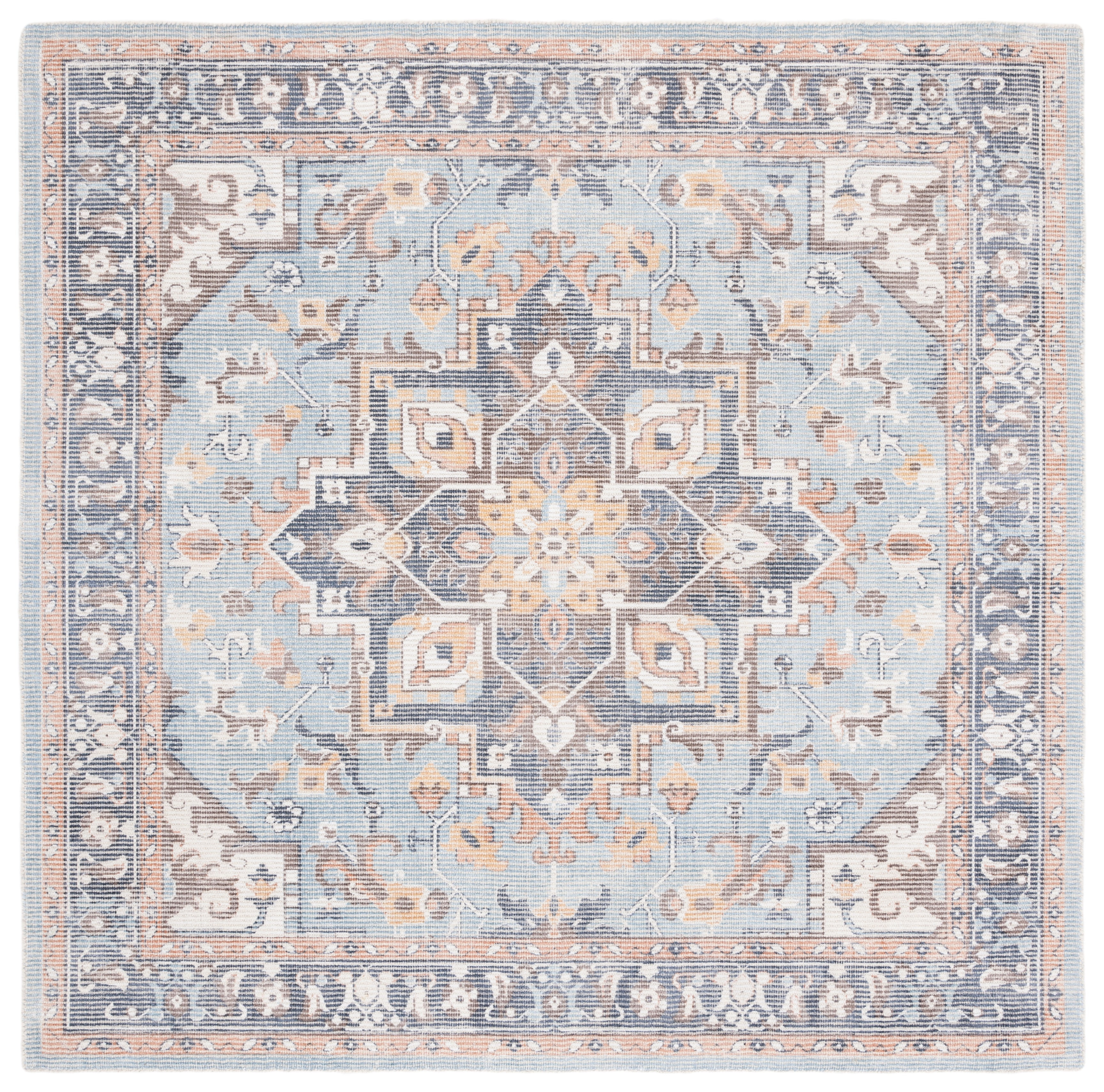 Restoration Vintage RVT702 Hand Loomed Area Rug - Ivory/Light Blue - 6'x6' - Safavieh.