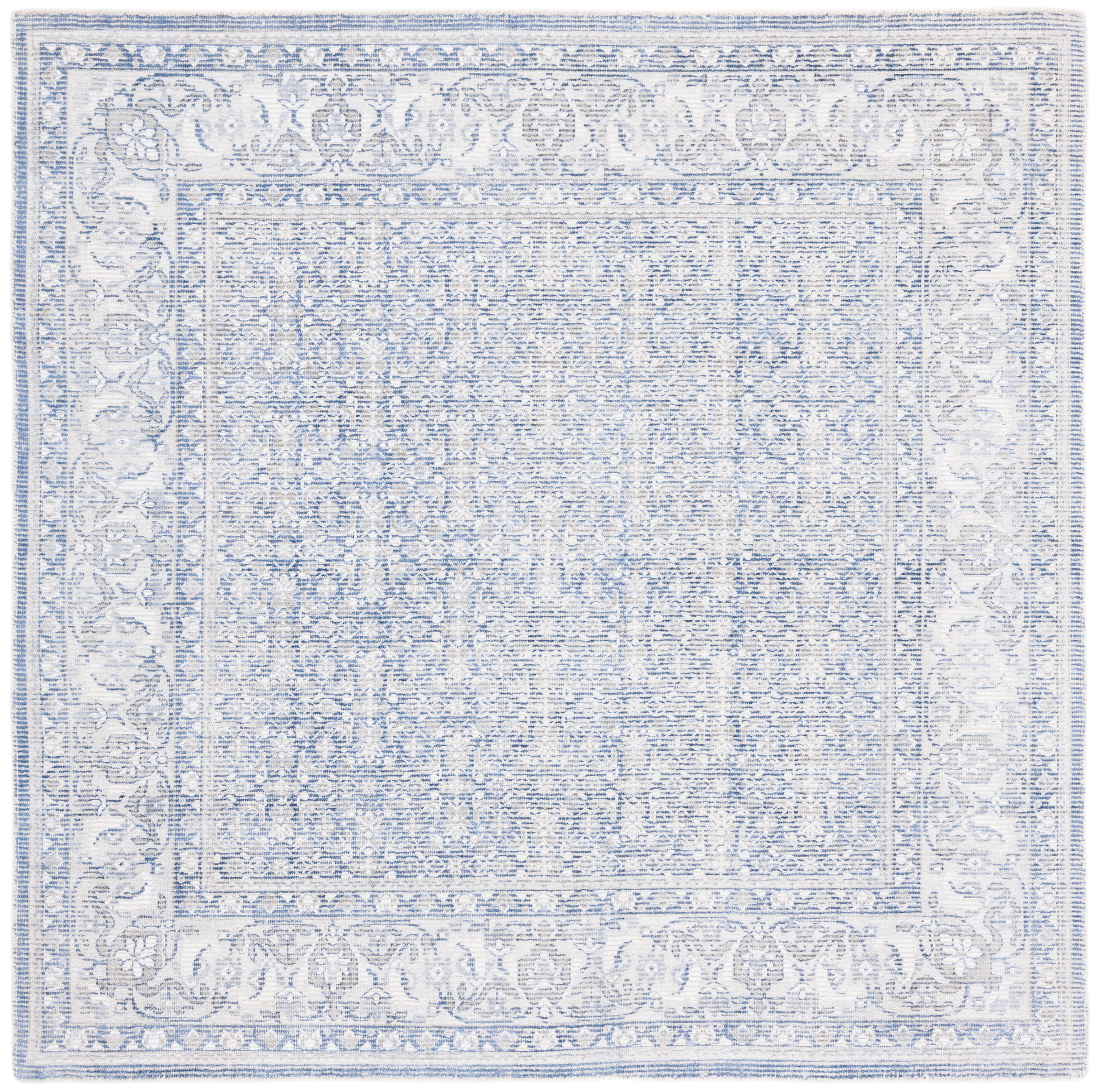 Restoration Vintage RVT706 Hand Loomed Indoor Area Rug - 6'x6' - Blue/Ivory - Safavieh