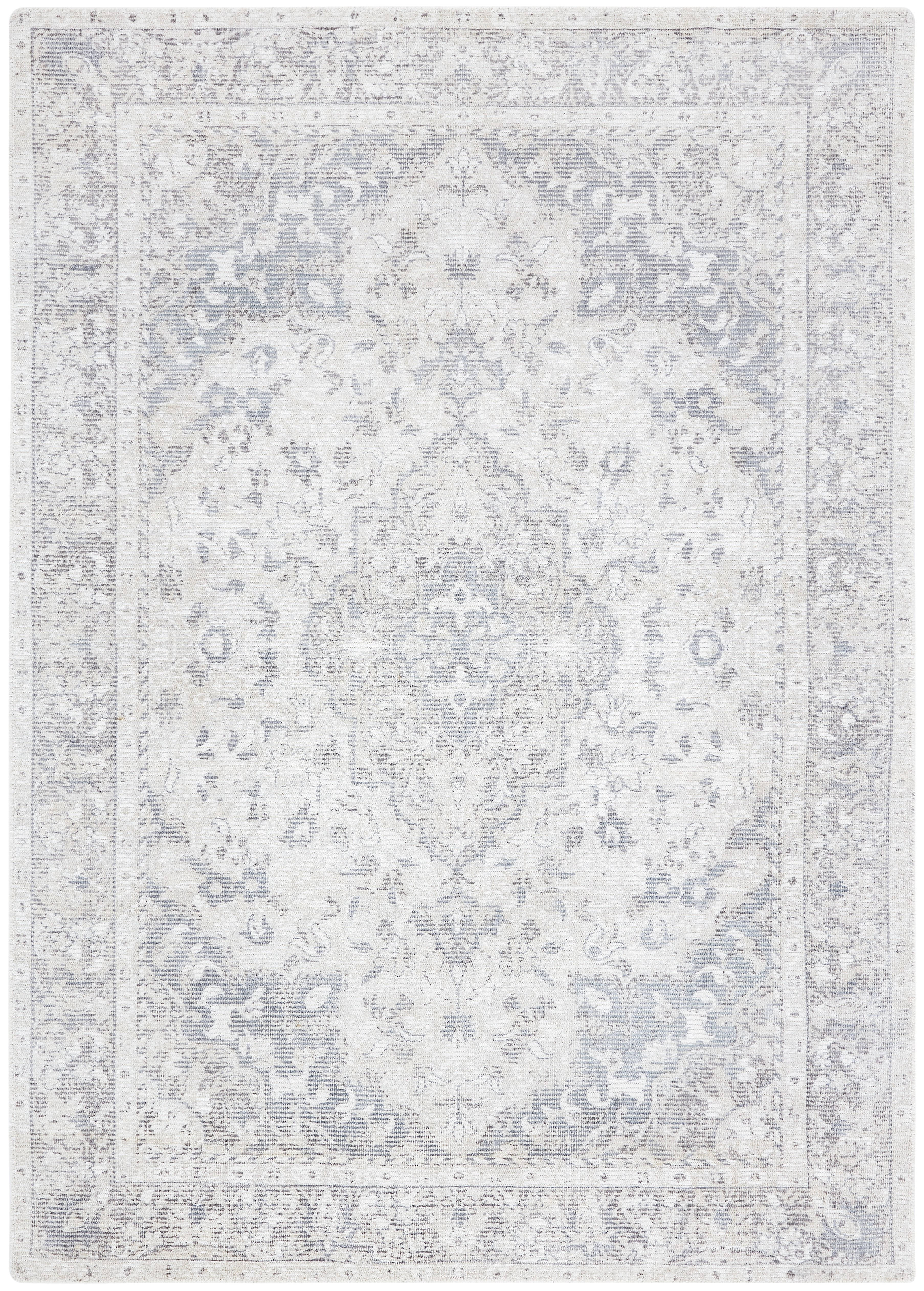 Gray and Ivory Hand-Tufted Wool and Viscose Area Rug