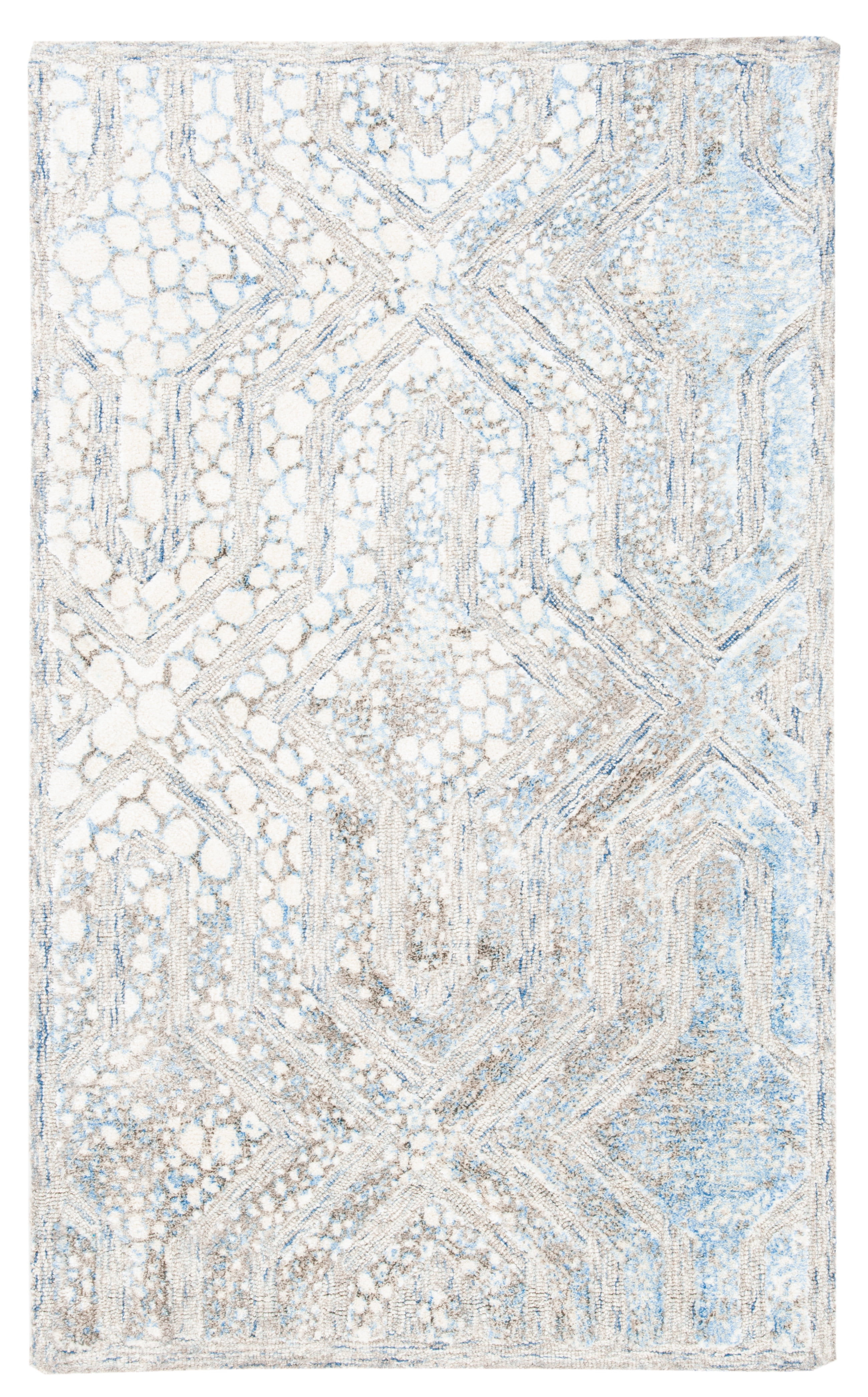 SAFAVIEH Restoration Vintage Rubye Geometric Area Rug, Blue/Ivory, 4' x 6'
