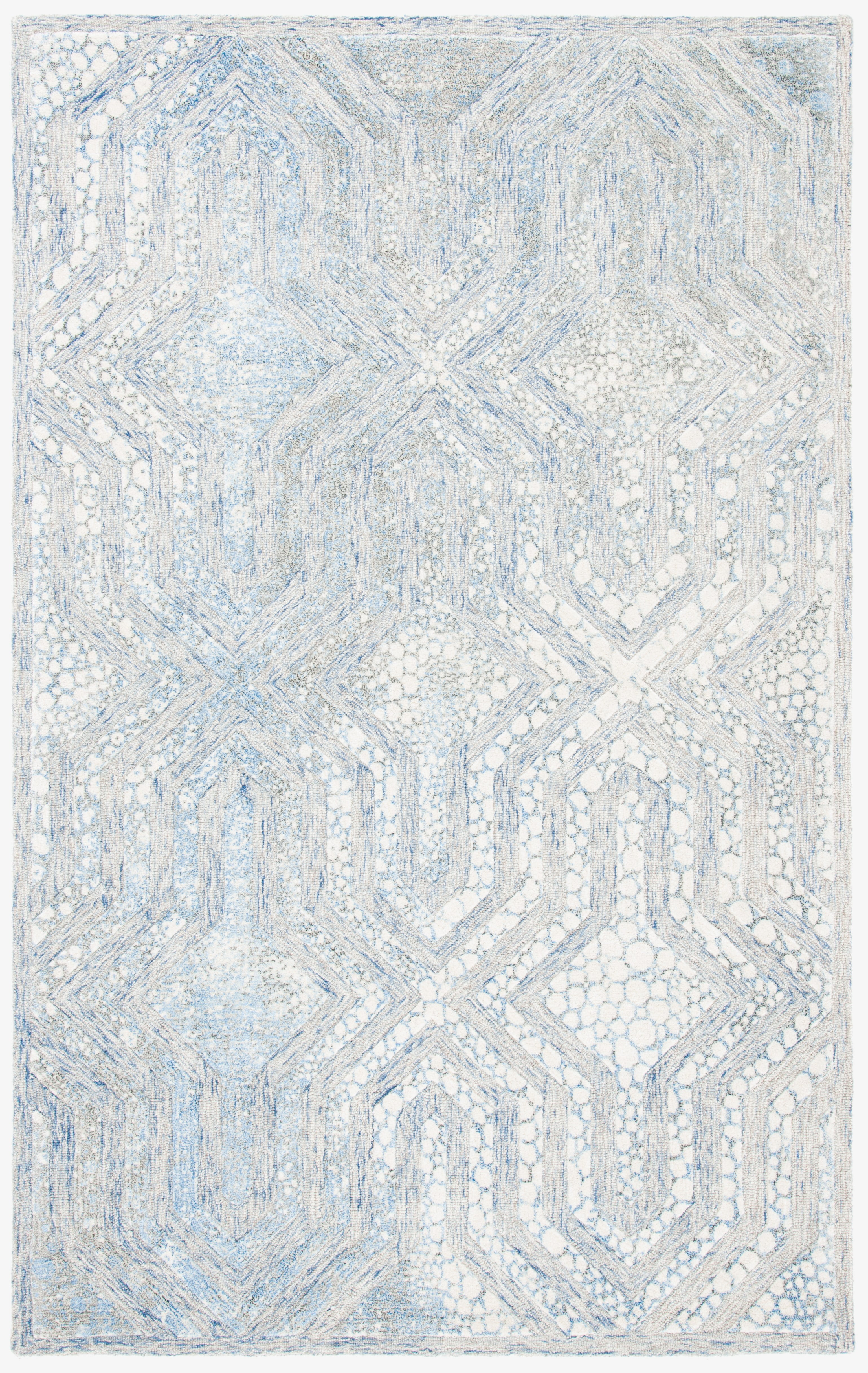 SAFAVIEH Restoration Vintage Rubye Geometric Area Rug, Blue/Ivory, 5' x 8'