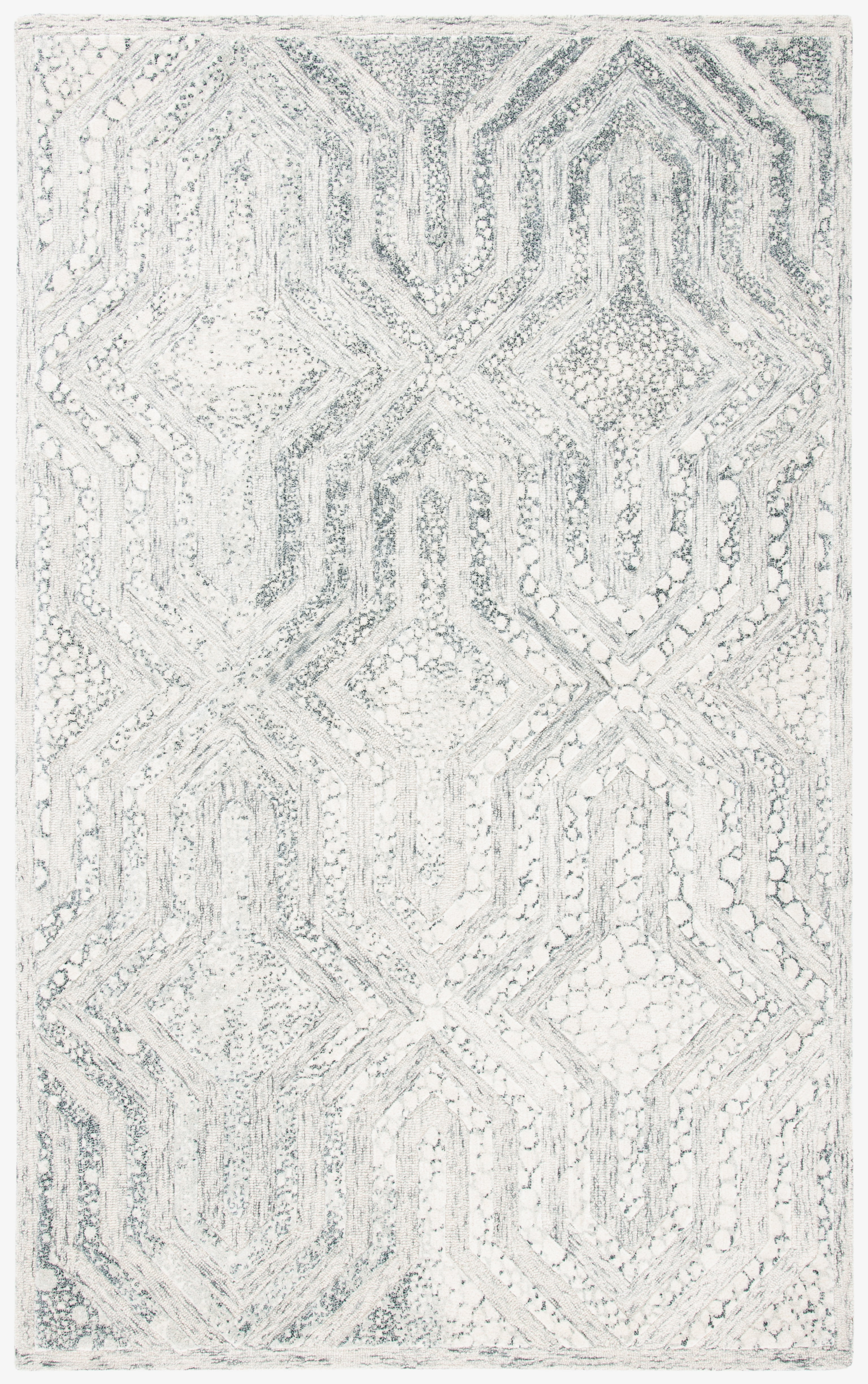 SAFAVIEH Restoration Vintage Rubye Geometric Area Rug, Charcoal/Ivory, 5' x 8'